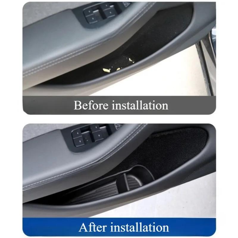 Car Door Side Storage Box for Tesla Model Y Juniper 2025-2025 Front Rear Side TPE Door Storage Organizer Tray Car Accessories