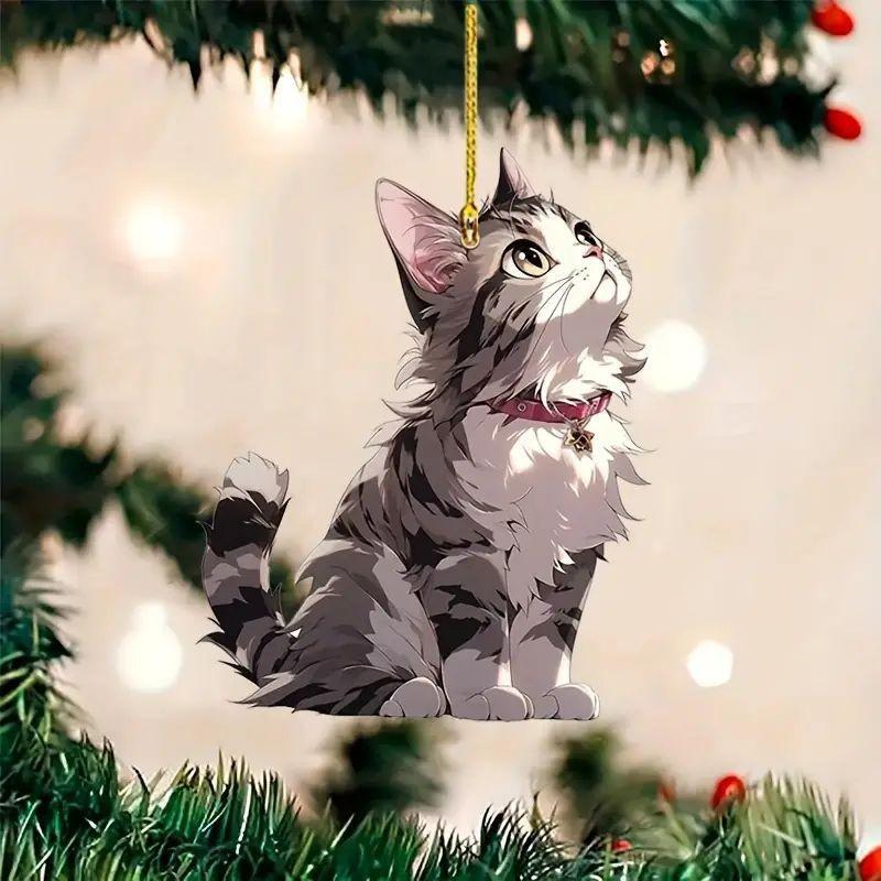 Adorable Acrylic Cat Pendant For Car Interior Decoration Cute Cartoon Style