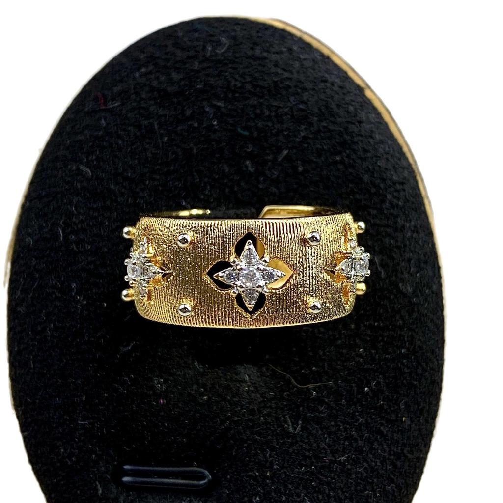 Italienischer handgefertigter zweifarbiger Gold-Buratti-Ring & echt vergoldete Ohrringe