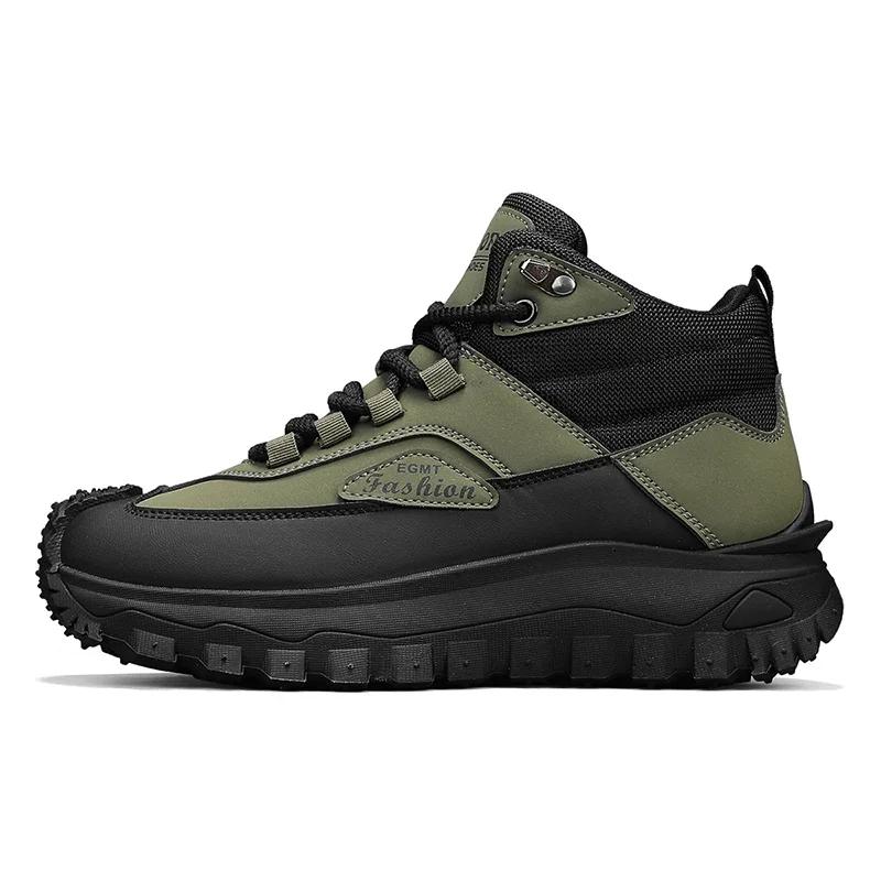 New Men's Casual Shoes Outdoor High-top Hiking Shoes for Mens Waterproof Wear-resistant Work Shoes Trendy Boots