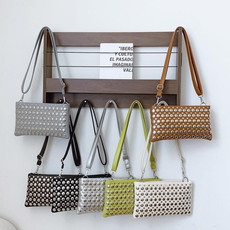 Retro Small Rivets PU Leather Shoulder Bag for Women Punk Style Handbags and Purses Females Crossbody Bags