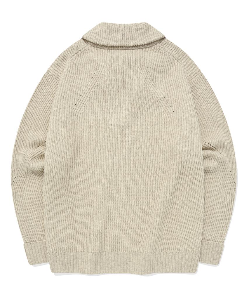 COVERNAT Lambswool Half-Zip Knit Oatmeal