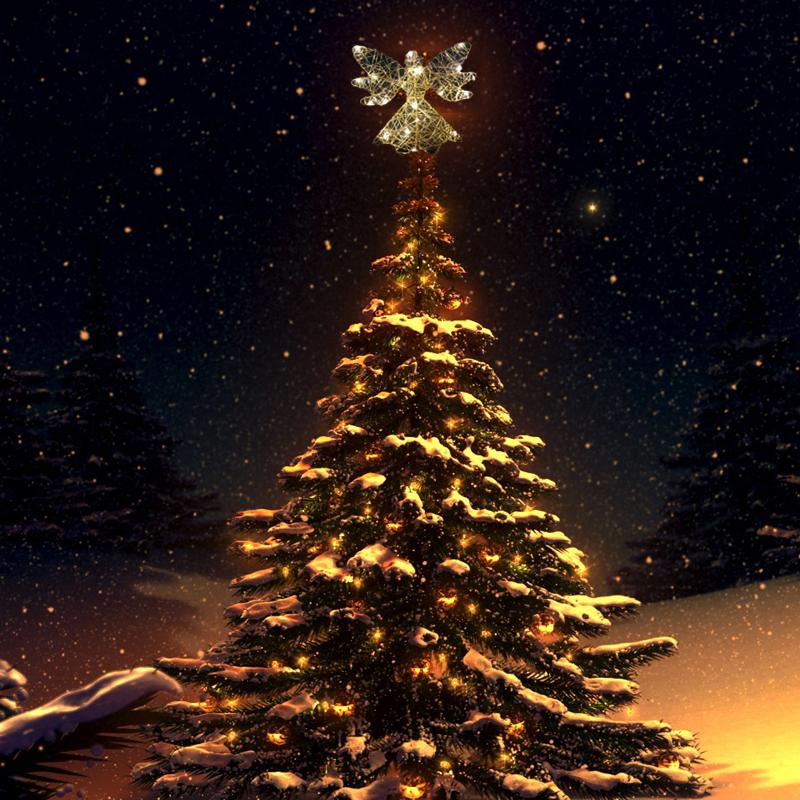 Christmas Tree Iron Angel Topper Glitter Ornaments Party Decoration Xmas Decor Angel