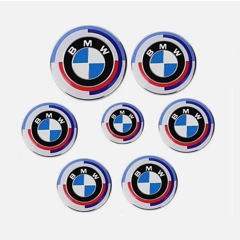 

7Pcs for BMW X1 X3 X5 G05 G01 for 50th Anniversary Emblem Hood Trunk Back Emblems Hubcaps ABS badge parts refit. 7PCS 82 74 56x4 45