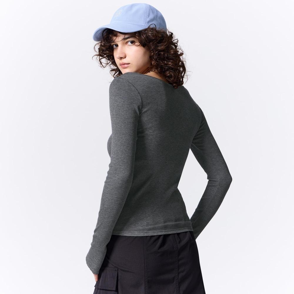 GU by Uniqlo Stretch Ribbed U Neck Tee  12 qUarter Sleeve   Warm 