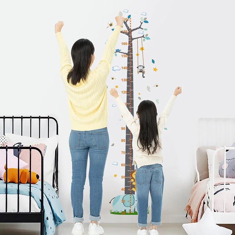 Wall Stickers Hanging Cartoon Baby Height Measure Ruler Wall Sticker Decorative Props Child Kids Growth Chart for Bedroom Home