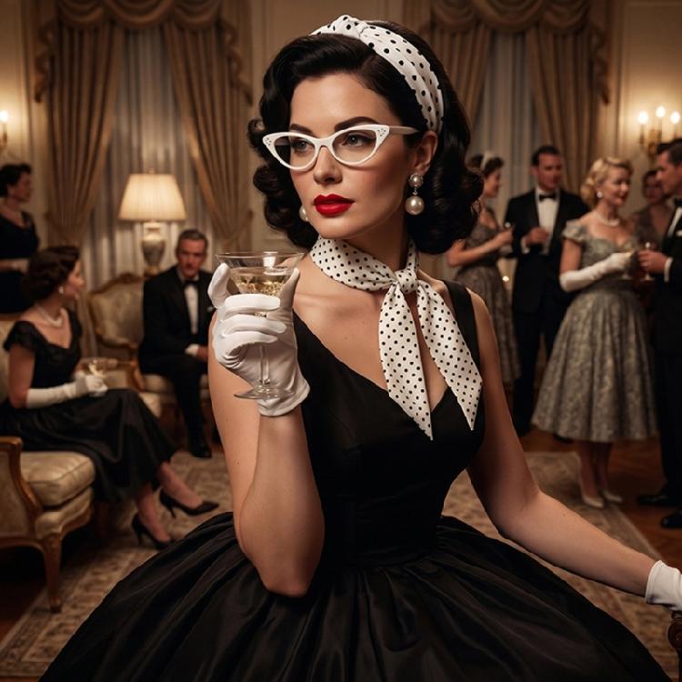 50S Rockabilly Costumes,1950S Costumes Accessories Halloween Cosplay Costume Scarf,Cats Eye Glasses,Scarf,Earrings,Gloves
