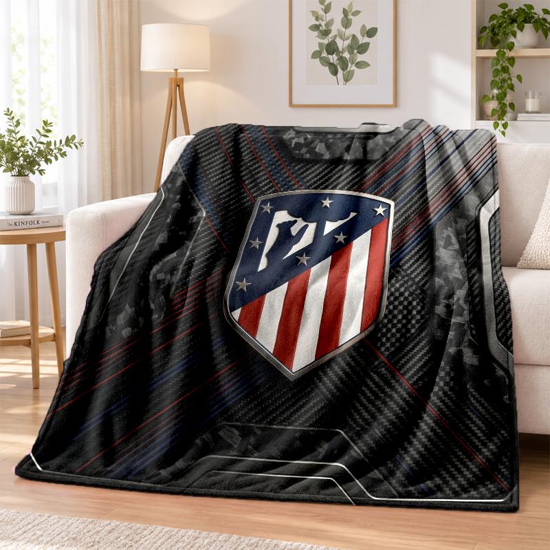 Atletico Madrid Printed Flannel Blanket Warm Comfort Bed Throw For Indoor Home Decoration