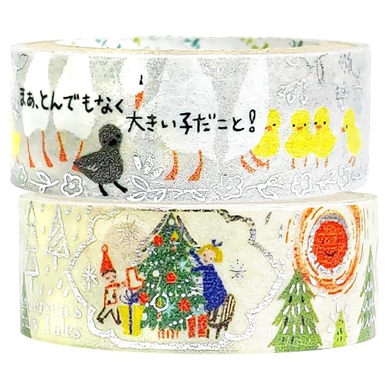 Sealido Made in Japan Foil-Stamped Kirapika Masking Tape Fairy Tale Andersen 2-Roll Set The Ugly Duc B0BXW3LT7H