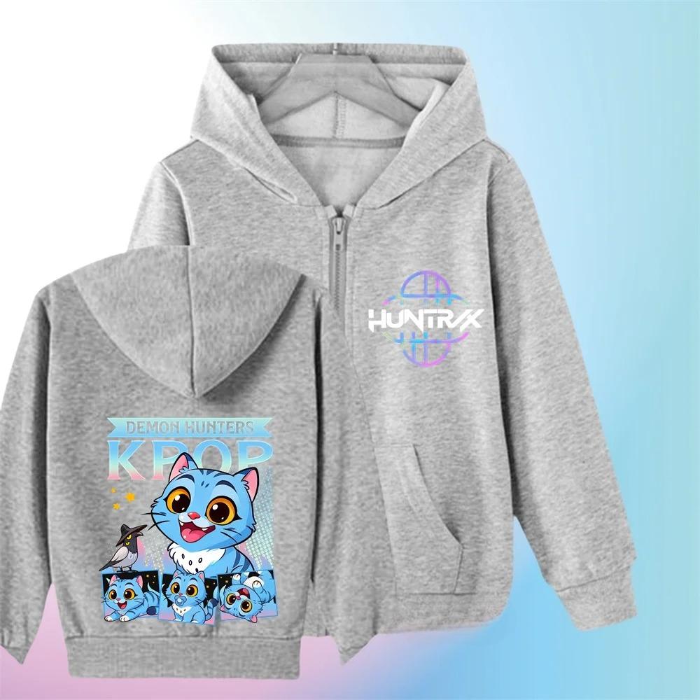 Kpop Demon Hunters Zip Up Hoodie Girls Boys Fashion Long Sleeves Loose Casual Zipper Sweatshirt