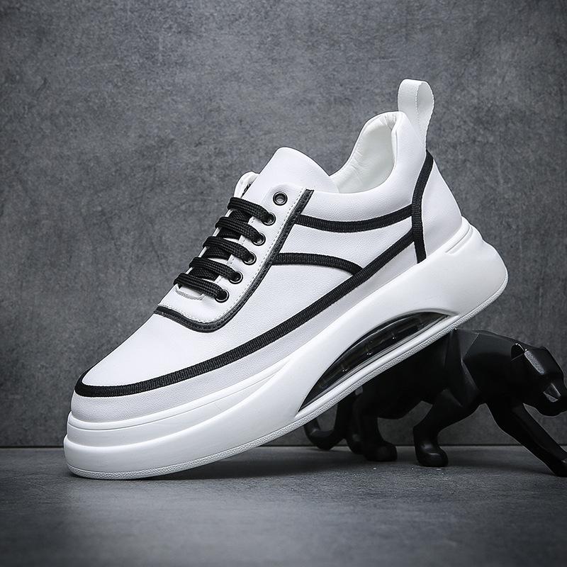 Four seasons white shoes men's trend color matching air cushion soft baseplate shoes low top personality versatile sports and leisure shoes
