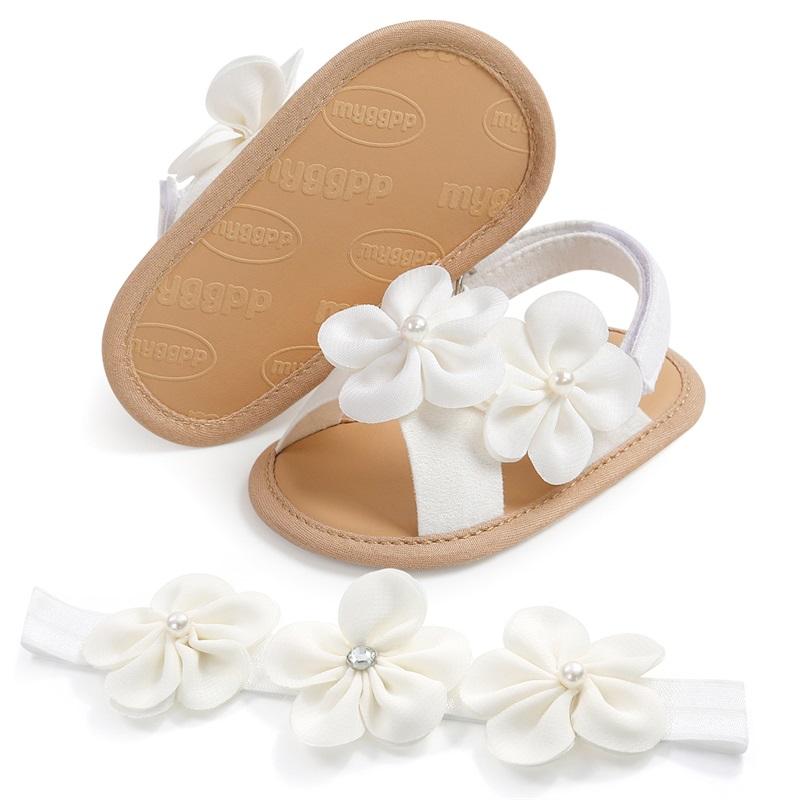 0-18M Kleinkind Baby Mädchen Sommersandalen Niedliche 3D-Blumenverzierungen Rutschfeste Flachsohlen Schuhe Säuglinge Neugeborene Erste Laufschuhe