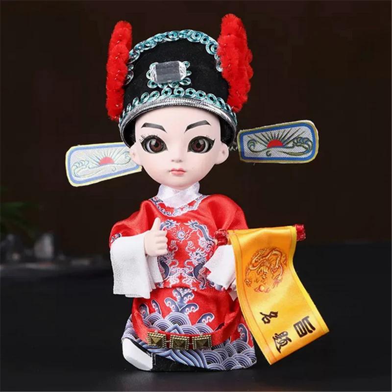 Chinese Opera Character Decoration Silk Doll Peking Opera Mask Doll Chinese Handmade Decorative Gifts Shop Decoration Doll