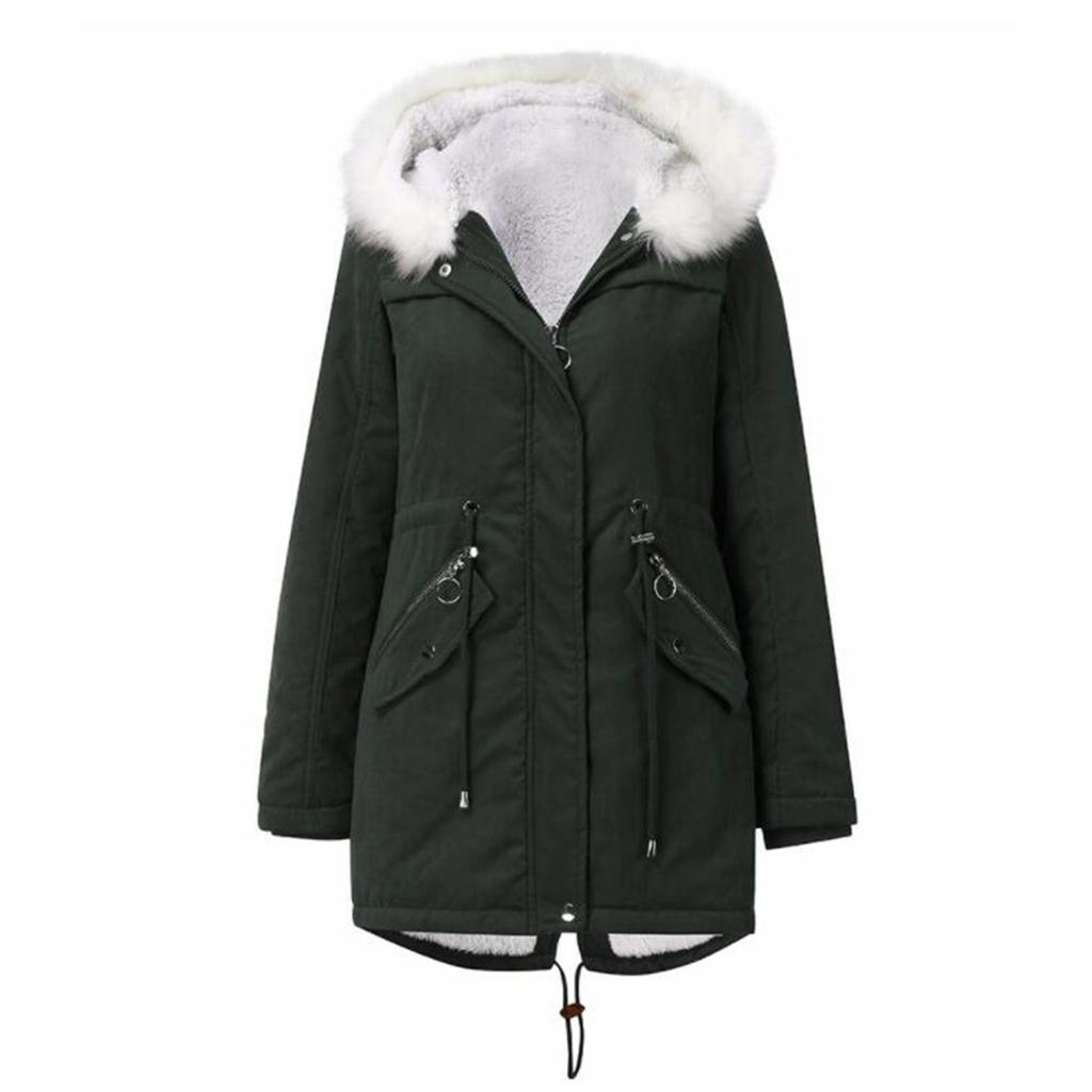 Women's Cotton-padded Coat Mid-length Hooded Winter Warm Velvet Coat, Women's Cotton-padded Coat