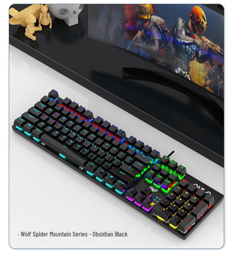 

Проводная механическая клавиатура Wolf Spider S2022 - Смешанный голубой для игр, офиса и киберспорта. чёрный