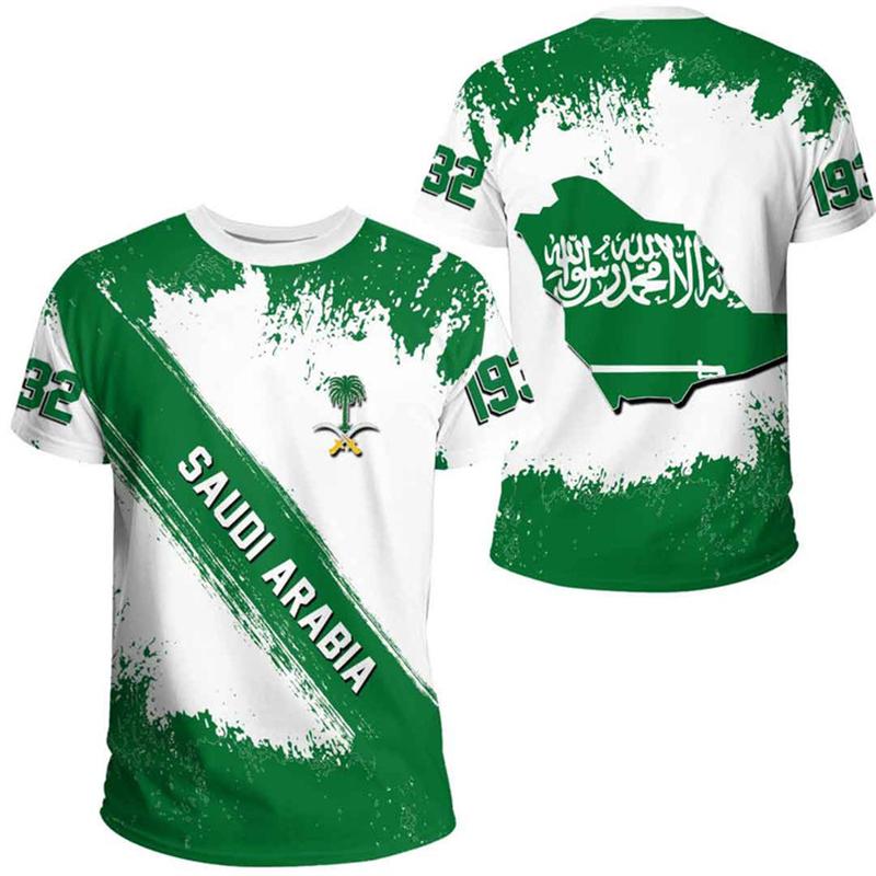Saudi Arabia Flag 3D Print T-shirt For Men SA Saudi Arabian Jersey Tee Shirts Summer Fashion Casual Boys Fitness Oversized Tops XXS
