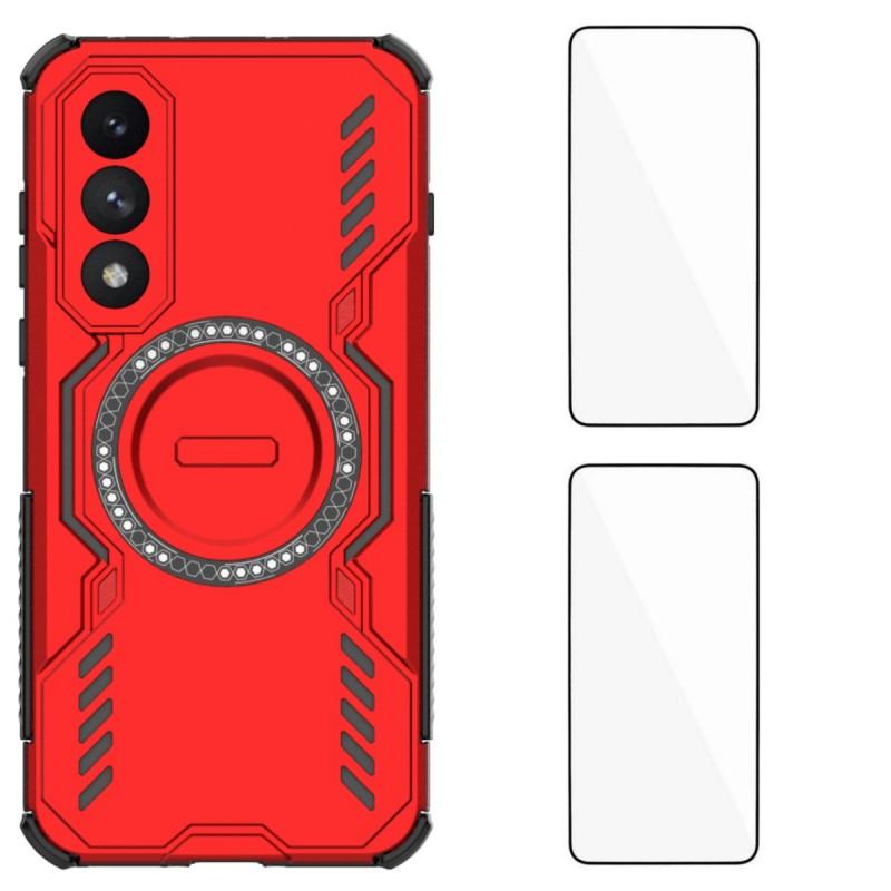

For OnePlus Nord 5 5G/OnePlus Ace 5 Ultra 5G Magnetic Case WANLONFENG DJ Series PC TPU Phone Cover with 2Pcs Tempered Glass Film Red