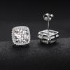 S925 Sterling Silver Moissanite Square Stud Earrings - 50 Points to 2 Carats, Light Luxury High-End Design