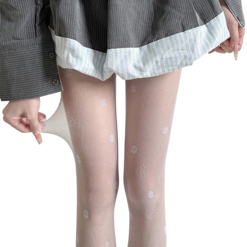 Women Floral Lace Patterned Tights Fishnet Stockings Pantyhose Patterned Net Stockings Pantyhose for Raves Party Club