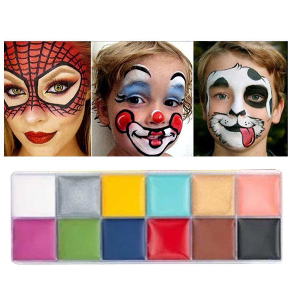 12 Colors 3.4oz Cosmetic Palette Professional Fast Drying Water Based DIY Body Makeup Palette for Party