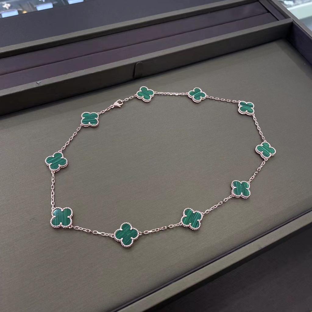 High Version of The Ten-flower Necklace Lucky Four-leaf Clover 10-flower Necklace Clavicle Chain Agate Women's Necklace