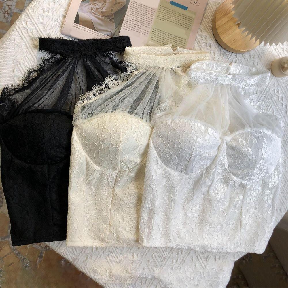 Slim Fit Lace Camisole Hollow Suspender Vest Streetwear Lace Halter Corset  Ladies