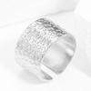Wide Band Adjustable Stainless Steel Ring, Vintage 18k Gold Geometric Design for Women