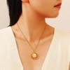 18K Gold Plated Double-Sided Sun and Moon Pendant, Stainless and Titanium Steel Necklace, Waterproof, Luxury European-American Style