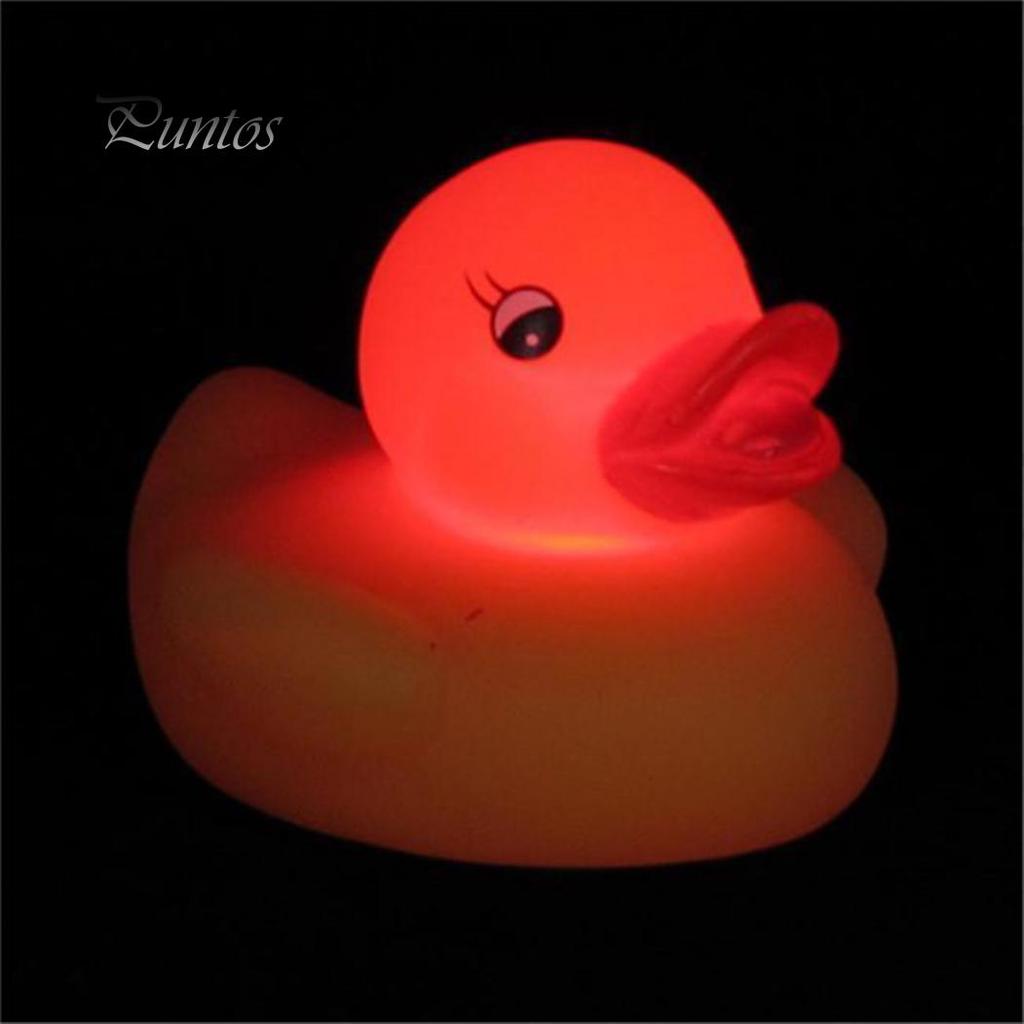 1Pc Newborn Baby Bath Time Toy Changing Duck Flashing LED Lamp Light