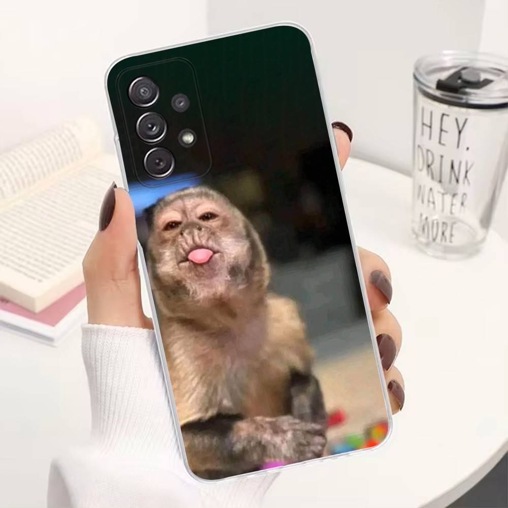 Cute Funny Monkey For Samsung A30,51,71,S9,Ultra,S20,FE,21,PIus,10,22,Lite,23,Transparent, Silicone Case