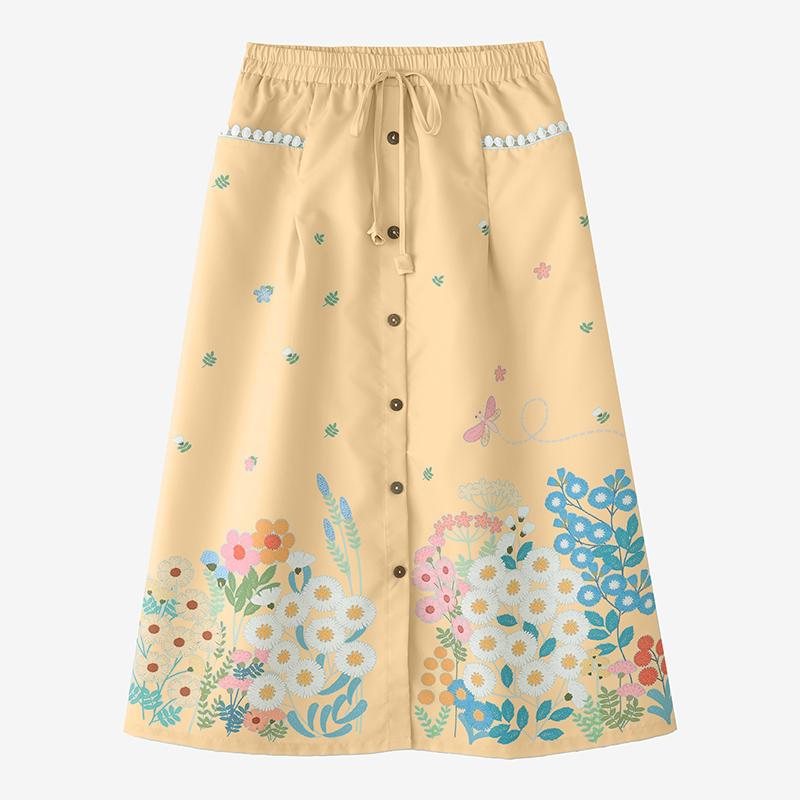 

ZANZEA Женские свободные юбки с эластичной талией и повседневным цветочным принтом 5XL хаки