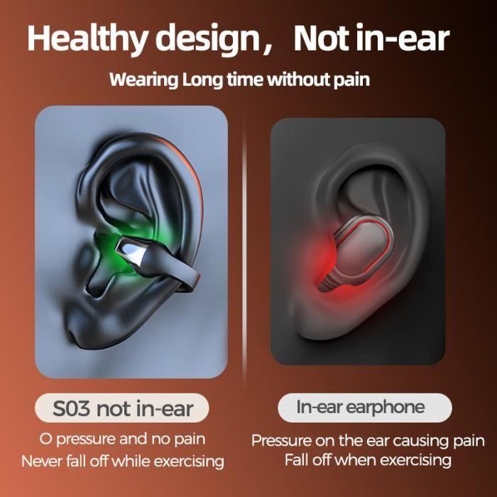 Écouteurs sans fil - AIHONTAI - 2023 - Conduction osseuse - Bluetooth - Clip d'oreille