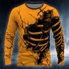 Halloween Skeleton Printed Long Sleeve T-Shirts for Men Gothic Trendy Streetwear Casual Tops Halloween Theme T-shirts Fall Winter