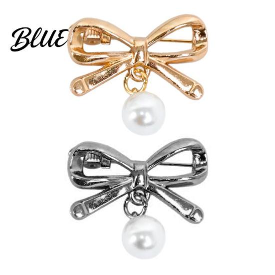 Anti-oxidation Brooch Pin Bow Shape Alloy Lapel Pin with Imitation