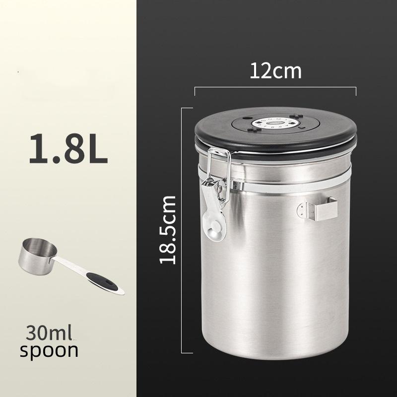Stainless Steel Coffee Canister Coffee Bean Storage Airtight Containers with Date with Spoon Vent Valve Kitchen Food Storage Jar