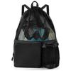 Nylon Drawstring Backpack with Wet Pocket Beach Backpack Durable Equipment Bag  Workout Gear