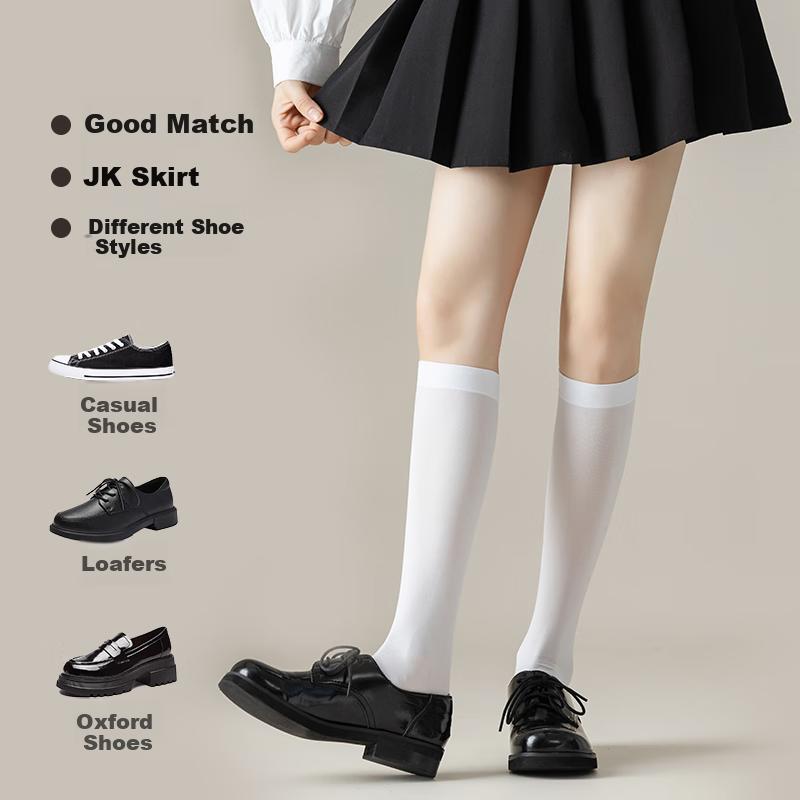 LangSha Women's Socks, Knee-High Stockings, Spring And Summer Socks, Mid-Calf Socks, Slightly Compression Slimming Black Knee-High Socks