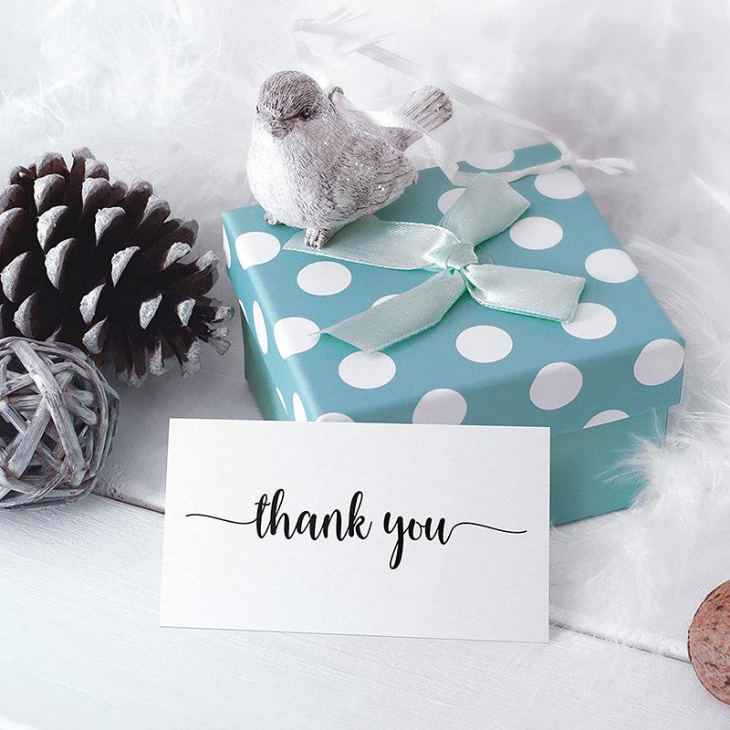 50-Pack White Thank You Greeting Cards for Holiday Gift Packaging and Decoration