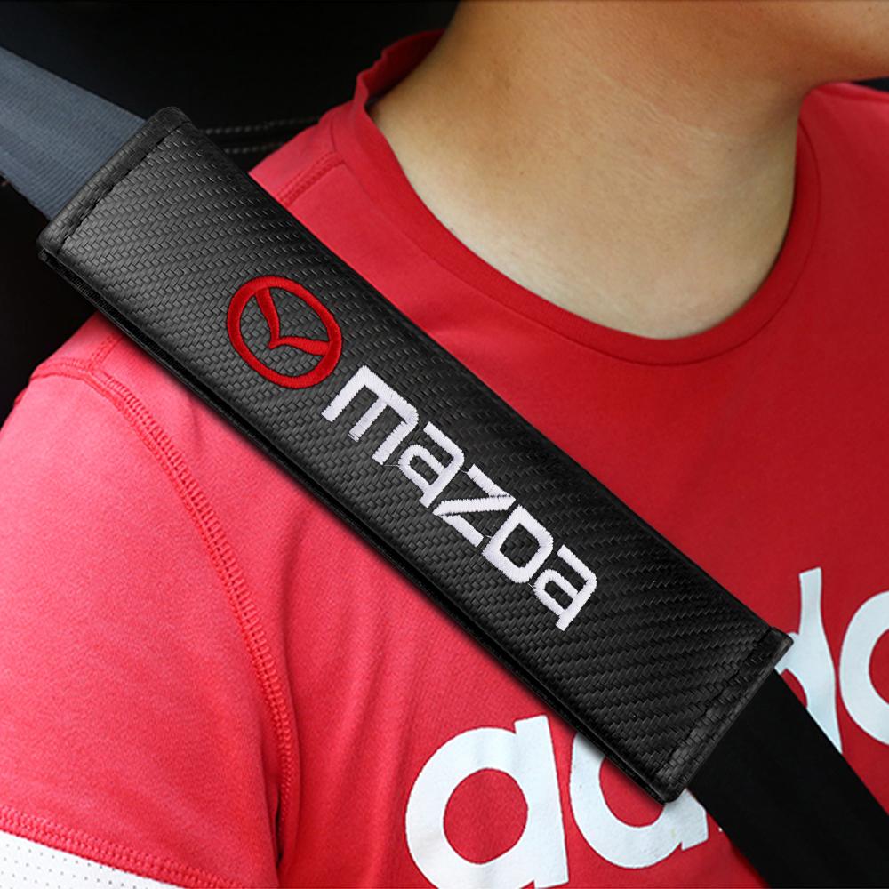 Car Carbon Fiber Seat Belt Cover Shoulder Pad Protection Shoulder Car Accessorie For Mazda 2 3 6 7 Axela CX-5 CX-3 Demio MS MPS