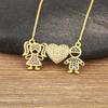 Nidin Hot Sale Family Love Mom Dad Son Daughter Necklace Girl Boy Heart Pendant Cubic Zirconia Couples Jewelry Gift Wholesale