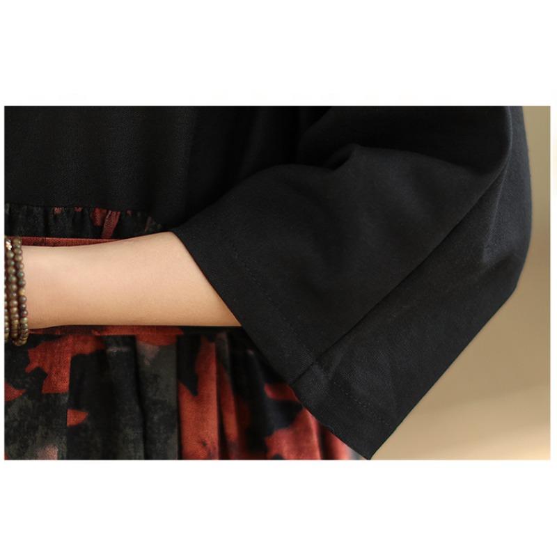 DIMANAF Women 2025 Plus Size Summer Vintage Style Dress Elegant Spliced Long Dress Basic Loose Linen Dress