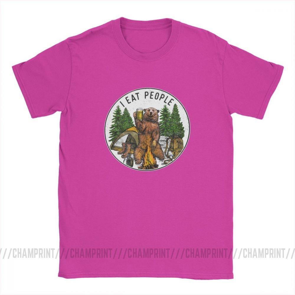 Men T Shirt I Eat People I Hate People Bear Vintage Short Sleeve Camping Tees O