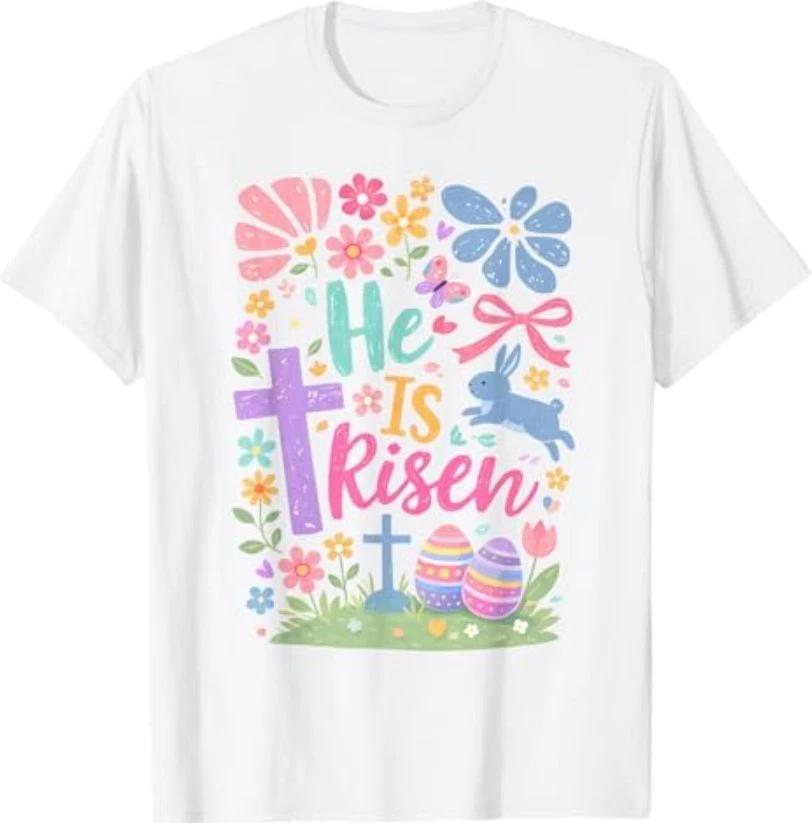 He is Risen Christian Wildflower Happy Easter Women Girls T-Shirt S