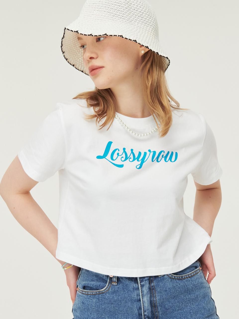 Rosiro Logo Crop Half Sleeve T-Shirt [White] Free
