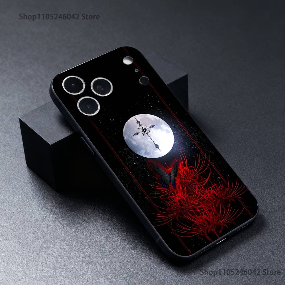 Ghoul Rote Spinnenlilie Tokio Verschleißfeste Handyhülle Für iPhone 17,16,15,14,13,12,11,Pro,XS,Max,XR,Plus,E,SE4 Schwarze Weiche Hülle