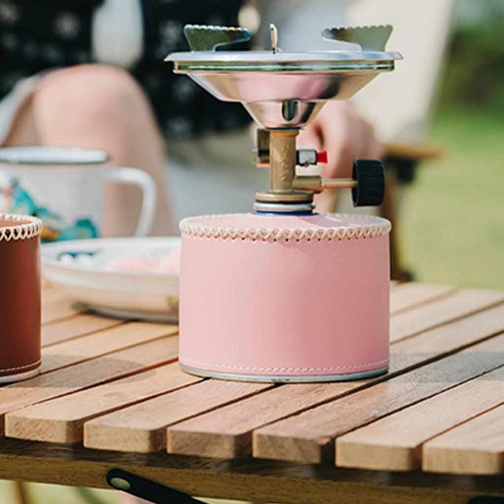 Gas Canister Protective Cover Portable PU Leather Gas Canister Cover for Outdoor Camping Accessories