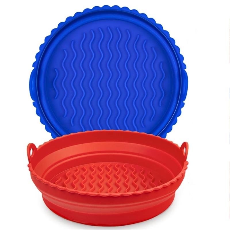 2Pieces Air Fryer Silicone Pots Reusable Air Fryer Liner Air Fryer Oven Accessories Silicone Liner Bowl Replacement 1