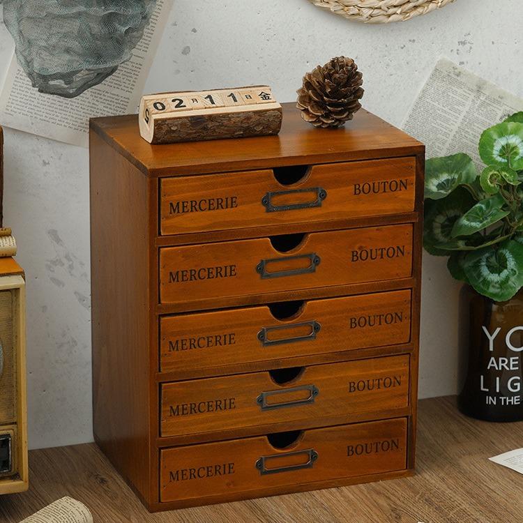 Wooden computer heightening rack office desktop storage organizing cabinet wooden box drawer cosmetic storage box wooden box