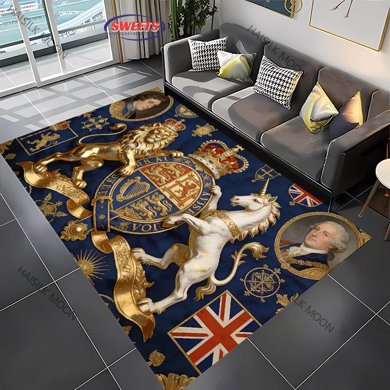 15 Sizes Royal British-themed Decor Carpet for Living Room Bedroom,Sofa Areas, Large Area Luxury Decor Mat Great Gift for Friend