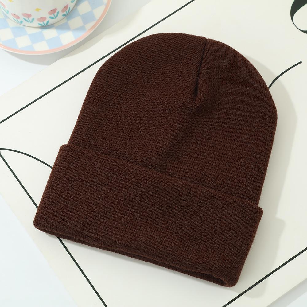 Korean Style Acrylic Knit Hat: Simple, Warm, Versatile Wool Hat with Ear Protection for Autumn and Winter